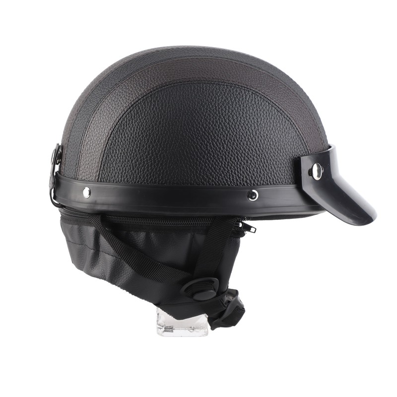 Half Helmet Breathable Sun Blocking Retro Safe PU Leather Motorcycle