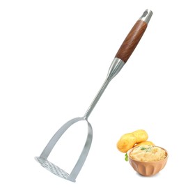 Rierdge Potato Masher, Potato Smasher Stainless Steel Heavy Duty Utensil With Wood Handle for Mashing Potatoes, Avocados, Beans, Vegetables & Fruits,13 Inch