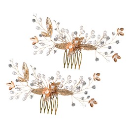 BIUDECO 2pcs Crystal Pearl Bridal Hair Comb Versatile Wedding Hair Decor for Brides Bridesmaids Flower Girls Bridal Accessory