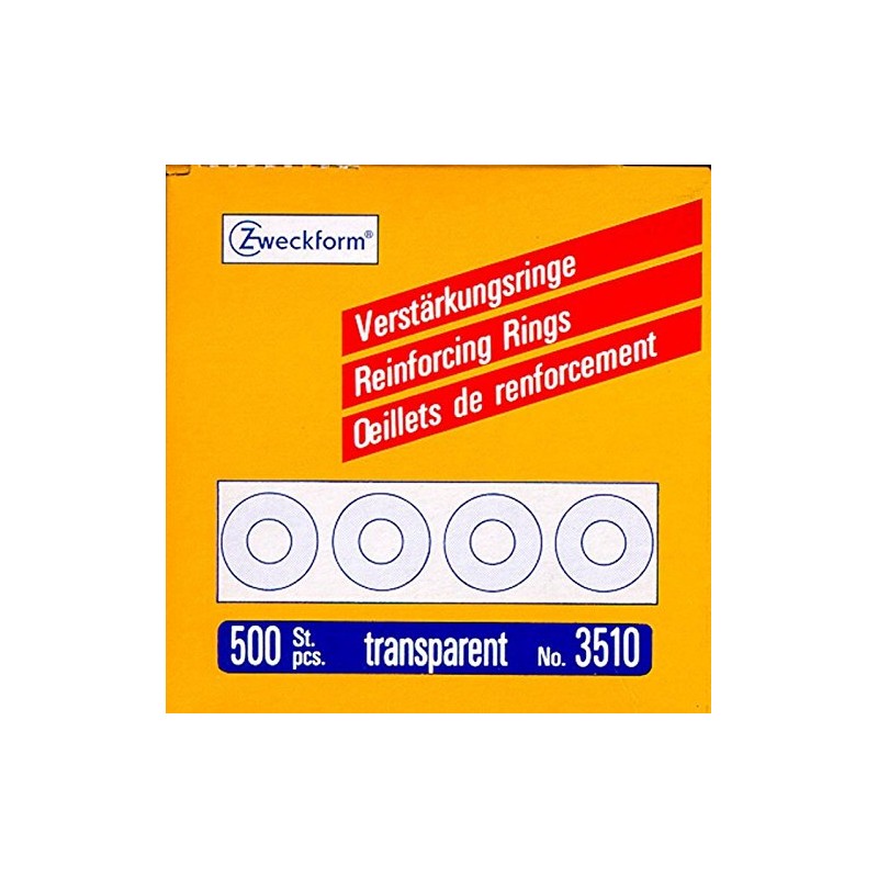 Zweckform Reinforced Rings Diameter 13 mm Transparent 3510, Pack of