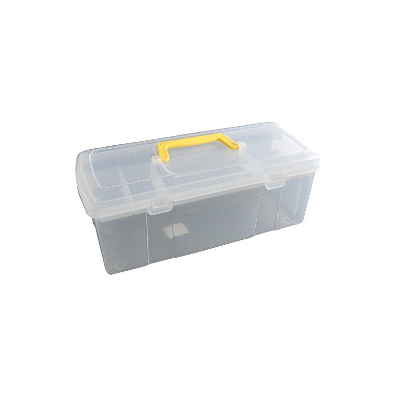 Whitefurze Utility Box with Yellow Handle, Natural, 5 Litre