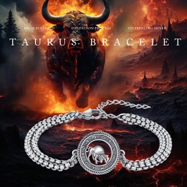 PARYFO Constellation Bracelets Vintage 12 Zodiac Sign Bracelet Horoscope Oxidised Constellations Astrology Jewellery Gifts for Men Women Unisex, Sterling Silver, Crystal