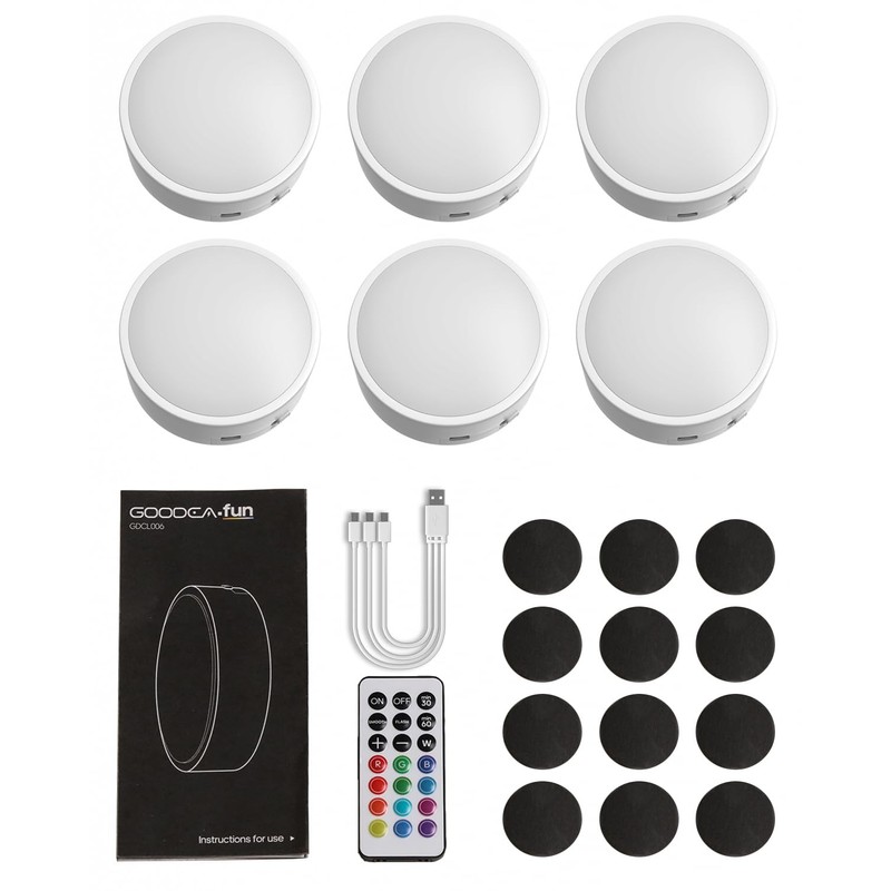 GOODEA.fun Puck Lights with Remote, 13 RGB Colors LED Under