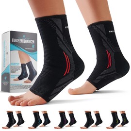 Kinetic Evolution Pack of 2 Foot Braces for Men and Women, Non-Slip Foot Protectors, Breathable Ankle Bandage, Ankle Brace, Sports Bandage, Compression Bandage, Football, M, Red