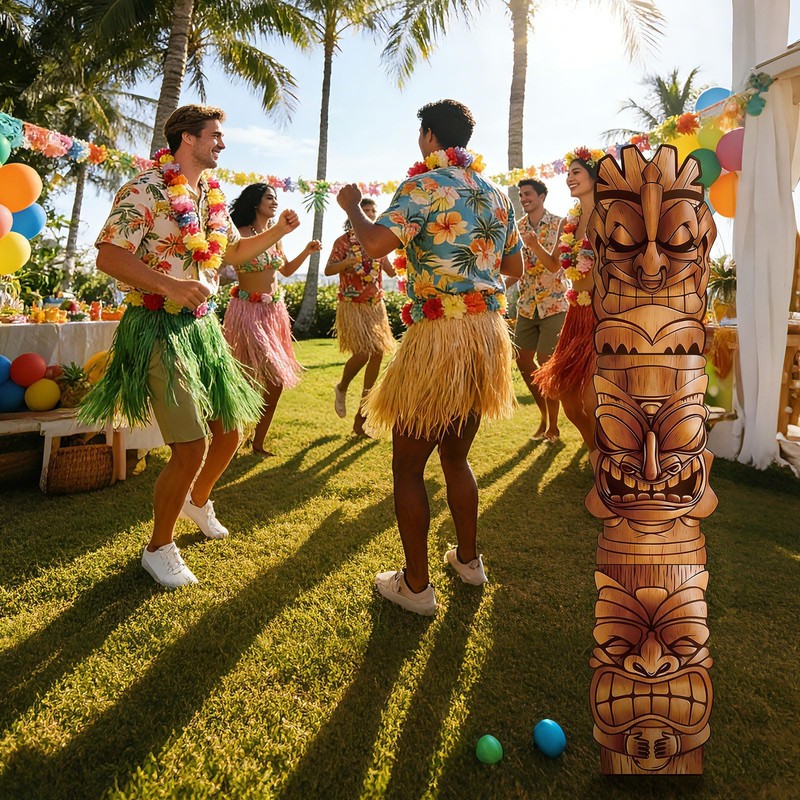 3Pcs 20 in Large Tiki Mask Cardboard Cutouts Plastic Standup