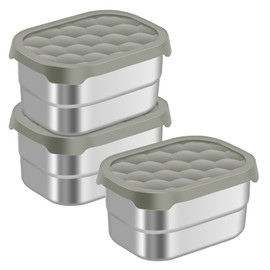 LSCSJUNS 3Pcs Stainless Steel Snack Container 8oz Stainless Steel Food Container with Silicone Lid Leakproof Small Food Container Dishwasher Safe Container for Daycare School