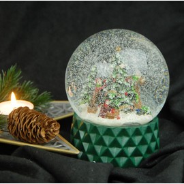20174 Snow Globe Christmas Tree Decorating Family Decorating Christmas Tree Base Green Cubic Pure Line Diameter 100 mm Shaking Ball