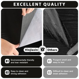 Black Peel and Stick Wallpaper, Waterproof Wood Grain Contact Paper, Self Adhesive Removable Wallpaper for Bathroom Countertop Furniture Kitchen Wall Decorate (15.7" x 118")