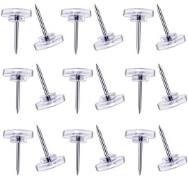 Willrain Clear Plastic Push Pins and Tacks - 150 Count, Suitable for Wall Hangings and Cork Boards, Flat Head
