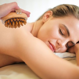 PartyKindom Handheld Wooden Pressure Body Massager Brush - Massage Tool for Spa, Relaxation, and Body Care