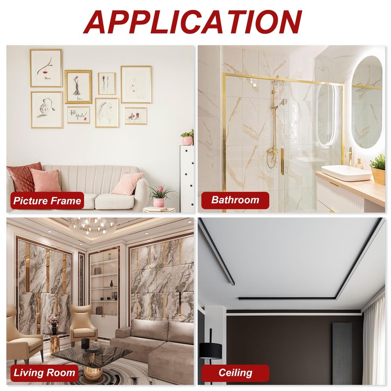MECCANIXITY Black Trim Peel and Stick, Self Adhesive Mirror Trim