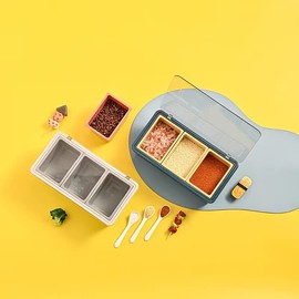 Spice Jar Seasoning Box 3Pcs/Set Pepper Shakers Nordic Storage Bottle Jars Salt Pepper Cumin Powder Box Tool Kitchen Accessories, Color Blue