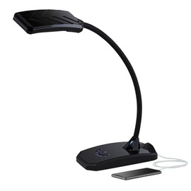 360 Lighting Ricky Modern Minimalist Desk Table Lamp with USB Charging Port LED Gooseneck Adjustable Height 13.75" High Black Touch On Off Dimmer for Bedroom House Bedside Nightstand Home