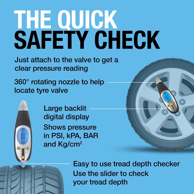 Ring RTG6 Digital Tyre Pressure Gauge with Tread Depth Gauge,