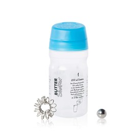 Butter and cream making with the 325 ml butter and cream shaker (blue) with buttering ball and frother