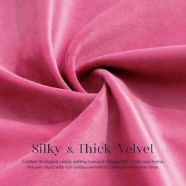 Phantoscope Pack of 2 Velvet Throw Pillow Covers, Decorative Soft Velvet Pillows Accent Double-Sided Gusseted Design, Square Cushion Case for Couch Sofa Bed, Hot Pink, 18 x 18 inches 45 x 45 cm