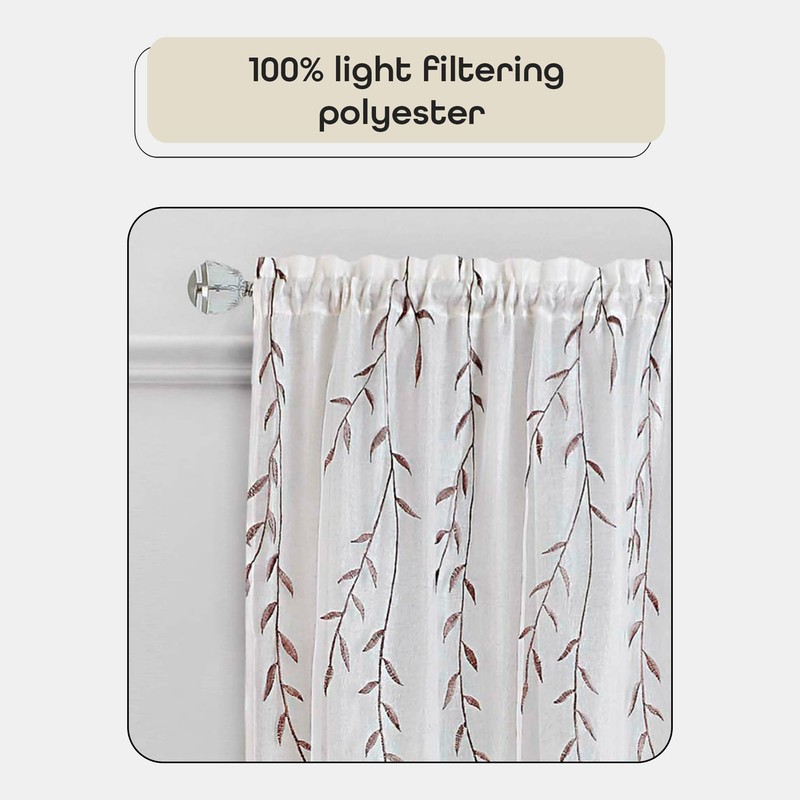 Achim Home Furnishings Willow Rod Pocket Window Curtain Panel White