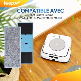 KEEPOW 6 Stück Waschbare Tücher für Braava Jet M6 (m6134), Wischpads Mikrofaser Mopping Pads für iRobot Braava Jet M6
