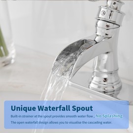 BWE Bathroom Faucet Chrome Waterfall Sink Bath Faucets Bundle with Chrome Toilet Paper Holder Wall Mounted Double Post Pivoting Toilet Tissue Holders