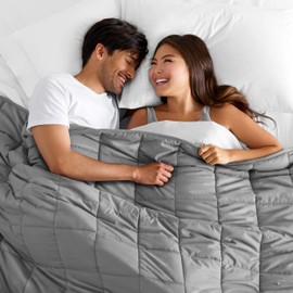 Bare Home Weighted Blanket Queen Size 20lb (60" x 80") for Adults - All-Natural 100% Cotton - Premium Heavy Blanket Nontoxic Glass Beads (Grey, 60"x80")