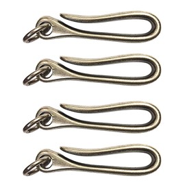 4PCS Alloy Fish Hook Key Chain 70mm/2.76in U-Shaped Wallet Holder Decorative Keychain with Ring Portable Belt Clips for Keys and Wallets (Silver, L)