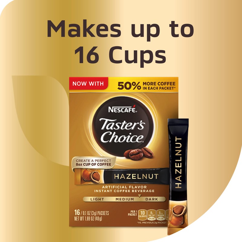 Nescafé, Taster's Choice, Instant Coffee Beverage, Hazelnut, 16 Packets, 0.1