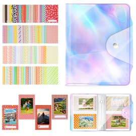 Flintronic Mini Photo Albums, 64 Pockets Mini Photo Album Photocard Book, Mini Film Album for 2 * 3inch Photo Fuji Instax Mini Film/Polaroid Instax Mini/Kpop Photo Cards, with 80Pcs Colorful Stickers