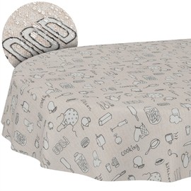 Fabric Tablecloth Washable Table Linen Tablecloth Cotton Polyester Kitchen Oval 180 x 140 cm Indoor/Outdoor Tablecloth