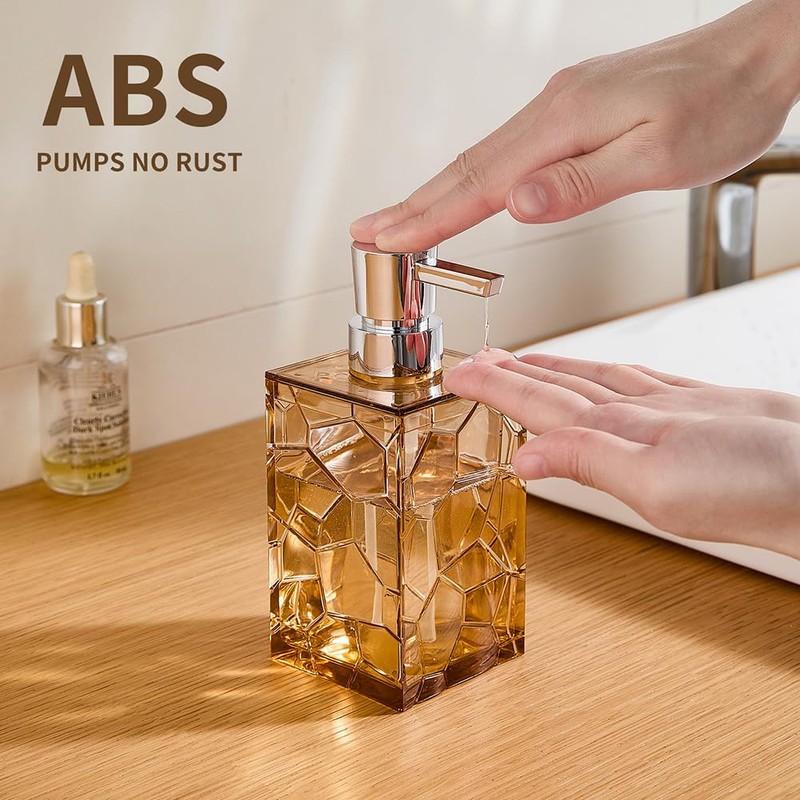 2 Pack Clear Brown Rust Proof Soap Dispenser, Acrylic Plastic