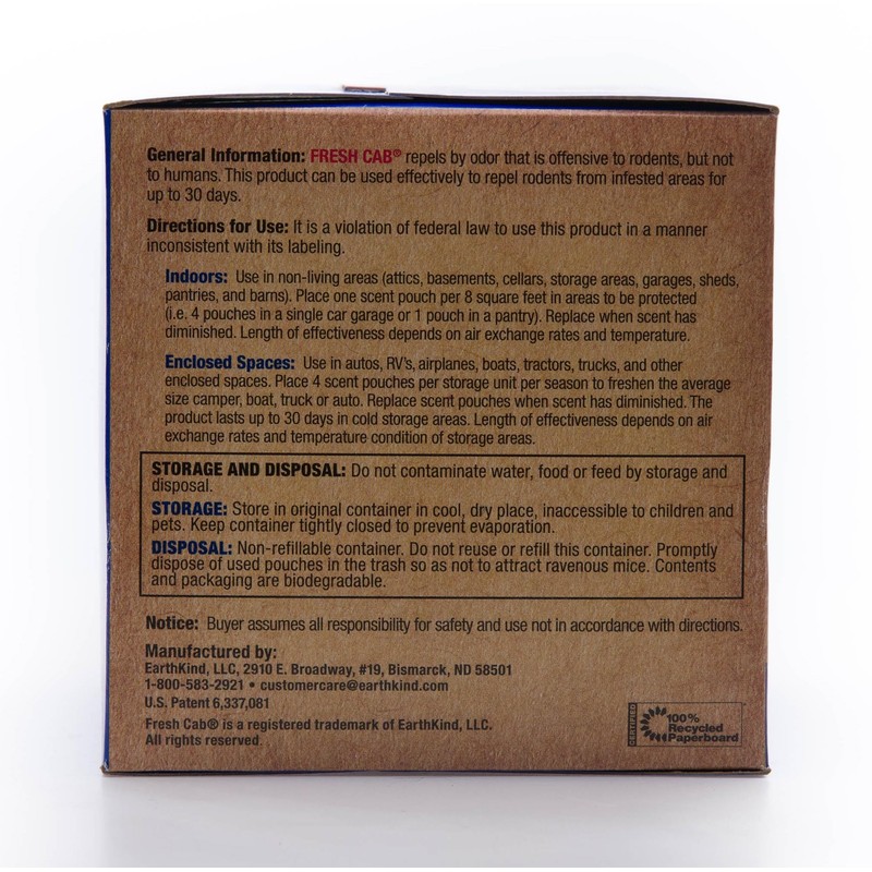 Fresh Cab Botanical Rodent Repellent - Environmentally Friendly, Keeps Mice