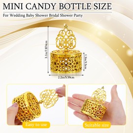 HOFURME 24 Pack Gold Plastic Candy Party Favor Boxes, Mini Candy Container with Gold Lid, Plastic Golden Decorative Candy Party Favor for Chocolate Candies Desserts Snacks