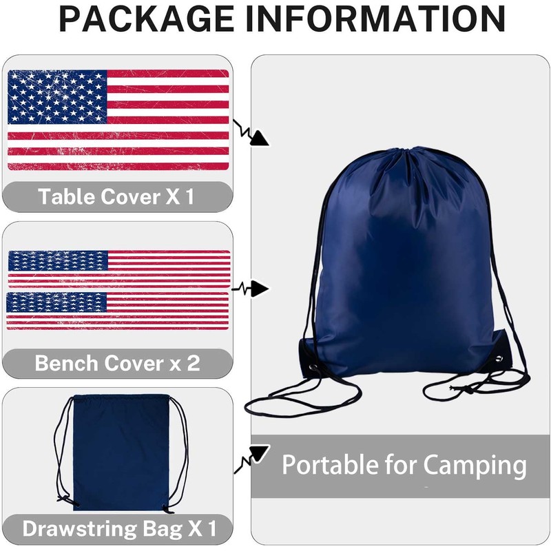 CAPSCEOLL Fitted Picnic Table Cover with Bench Covers 4Th of