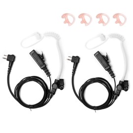 CP200D CP100D Earpiece with PTT/Mic for Motorola Walkie Talkies Radios R2 CP200 CP185 BPR40 BPR40D CLS1410 CLS1110 DTR700 RDU4100 RDU4160D RMU2080D CLS CP(2 Pack with L Eardrum)