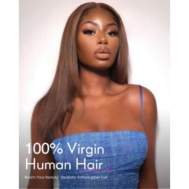 Arabella 6x5 Ready to Go Glueless Wigs Human Hair 230% Density Lace Front Wigs 100% Human Hair 12A Pre Cut Lace Pre Plucked Bleached Knots 4# Brown Straight Wig Human hair (16inch, 6x5 Straight Wig)