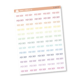 Payday Planner Stickers, Script "Payday" Labels, Rainbow Color Print Planning Stickers, F3 (S-341-R)