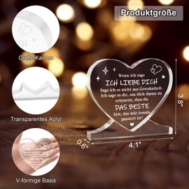 Ich Liebe Dich Geschenke, Jahrestag Geschenk für Ihn, Valentinstag Geburtstagsgeschenk Herzförmiges Acryl für frauen die Liebes Partner, Weihnachtsgeschenke für Frauen, Männer, Vater