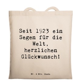 Mr. & Mrs. Panda Tragetasche Spruch 1923 Geburtstag Segen - Geschenk, herzlichen Glückwunsch, Laptoptasche, Beutel, Stoffbeutel, EIN Segen für die