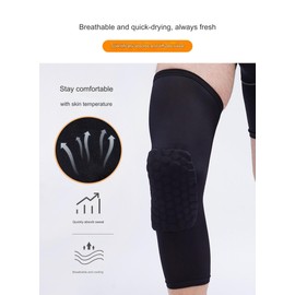 BaronHong Hex Knee Compression Pads Knee Sleeve,Knee Pads Wrestling Brace Leg Honeycomb Pad for Volleyball Basketball Adult Youth(blue,S)