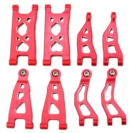 Aluminum Alloy Front & Rear Upper & Lower Swing Arms Upgrade Parts for ARRMA 1/14 Mojave Grom (Red)