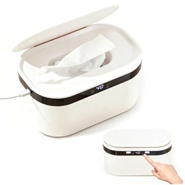 Wet Wipe Warmer, Portable Heated Wipes Dispenser with Night Light, Large Capacity, 5 Temperature Levels & Display, USB Powered, Ideal for for Babies, Home, Car & Travel, White