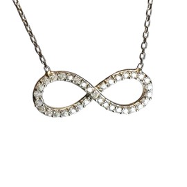 apop nyc "Infinite Sparkle Silver Infinity Necklace with Stones 16-18 inch