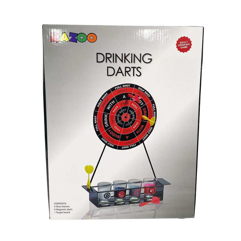 ACP Toys Darts Drinking Game with 4 Shot Glasses and