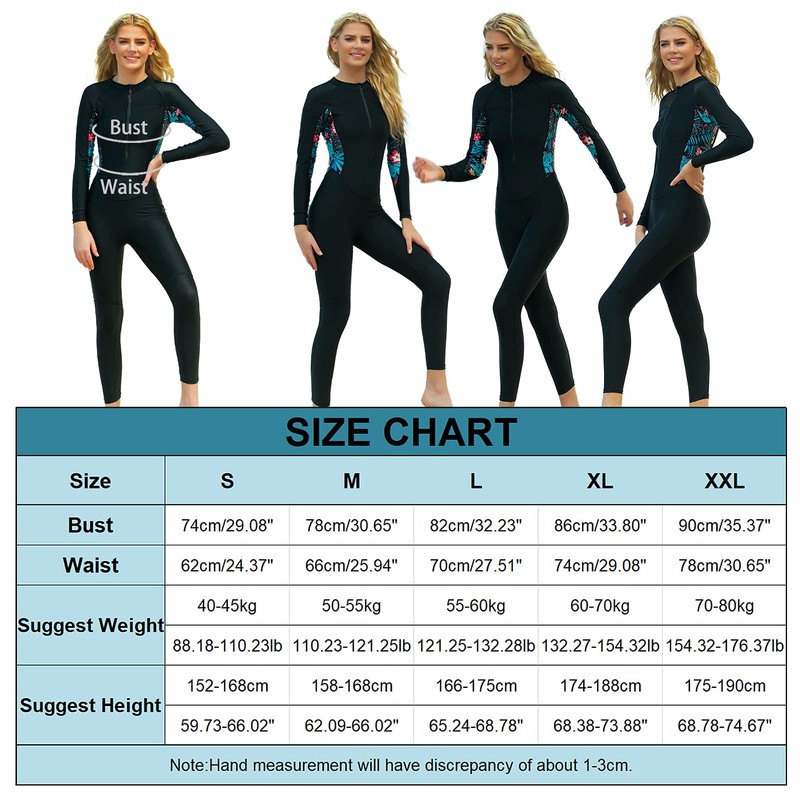 FEOYA Womens Wetsuit One Piece UV Protection Long Sleeve Wetsuit