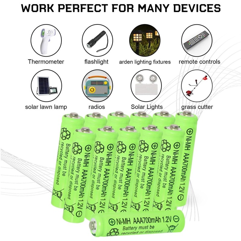 Tokeyla 16 Pack AAA Rechargeable Batteries, 700mAh 1.2V Ni-MH Triple