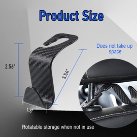 Mearo 4Pack Carbon Fiber Car Hook, Auto Seat Hook Hangers Storage Organizer, Car Rear Seat Headrest Hook for Bag Purse Cloth Grocery