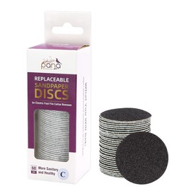 PANA Round Black Coarse Grit Replaceable Sandpaper Refill Discs - Pedi File Easy Strip Peel Pads Refill for Electric Foot File Callus Remover - (100 Grit, 60pcs)