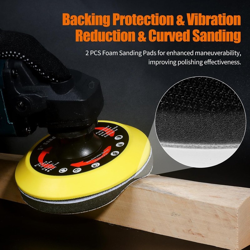 4 PCS 5 Inch Hook and Loop Backing Pad, Angle