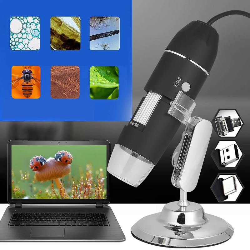 Digital Microscope 1600X 1080P HD USB Type C Micro USB