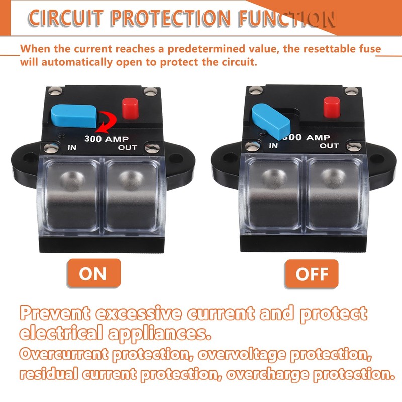 JAMHER 300A Circuit Breaker 300AMP Resettable Inline Circuit Breaker Manual