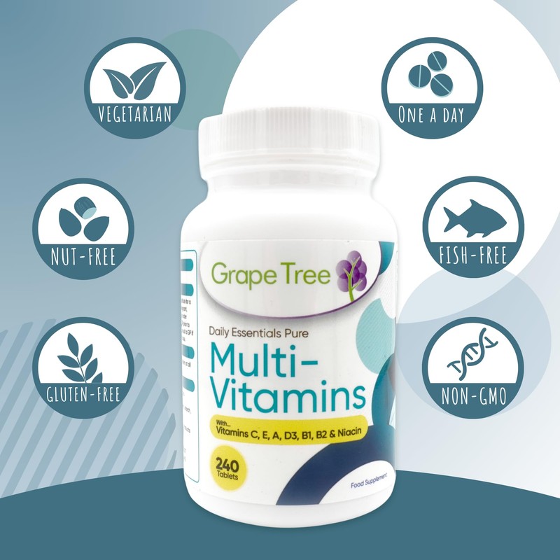 Grape Tree Multivitamins 240 Capsules 8 Month Supply Multivitamin Tablets